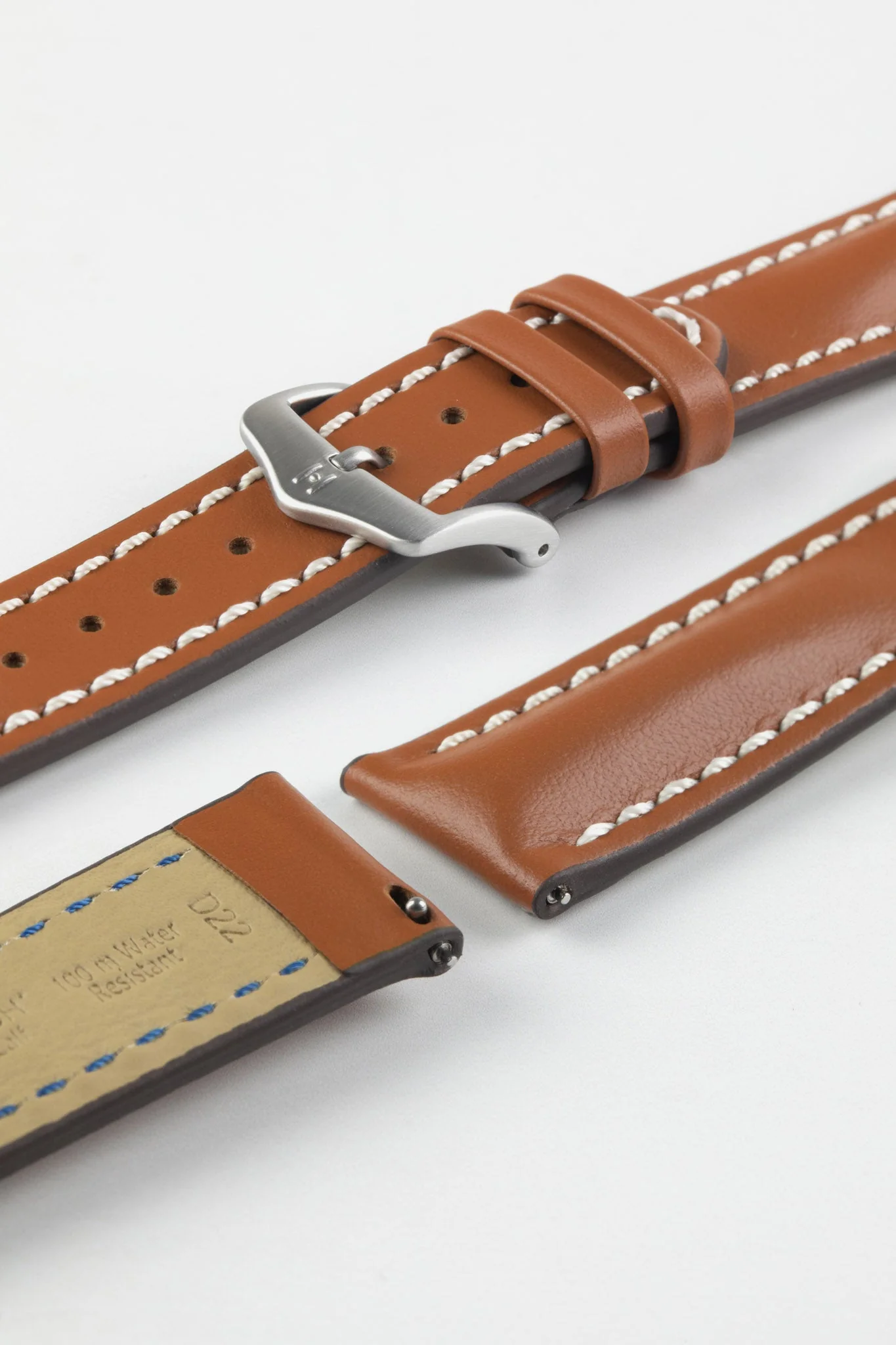Hirsch HEAVY CALF Water-Resistant Calf Leather Watch Strap in GOLD BROWN - Image 10