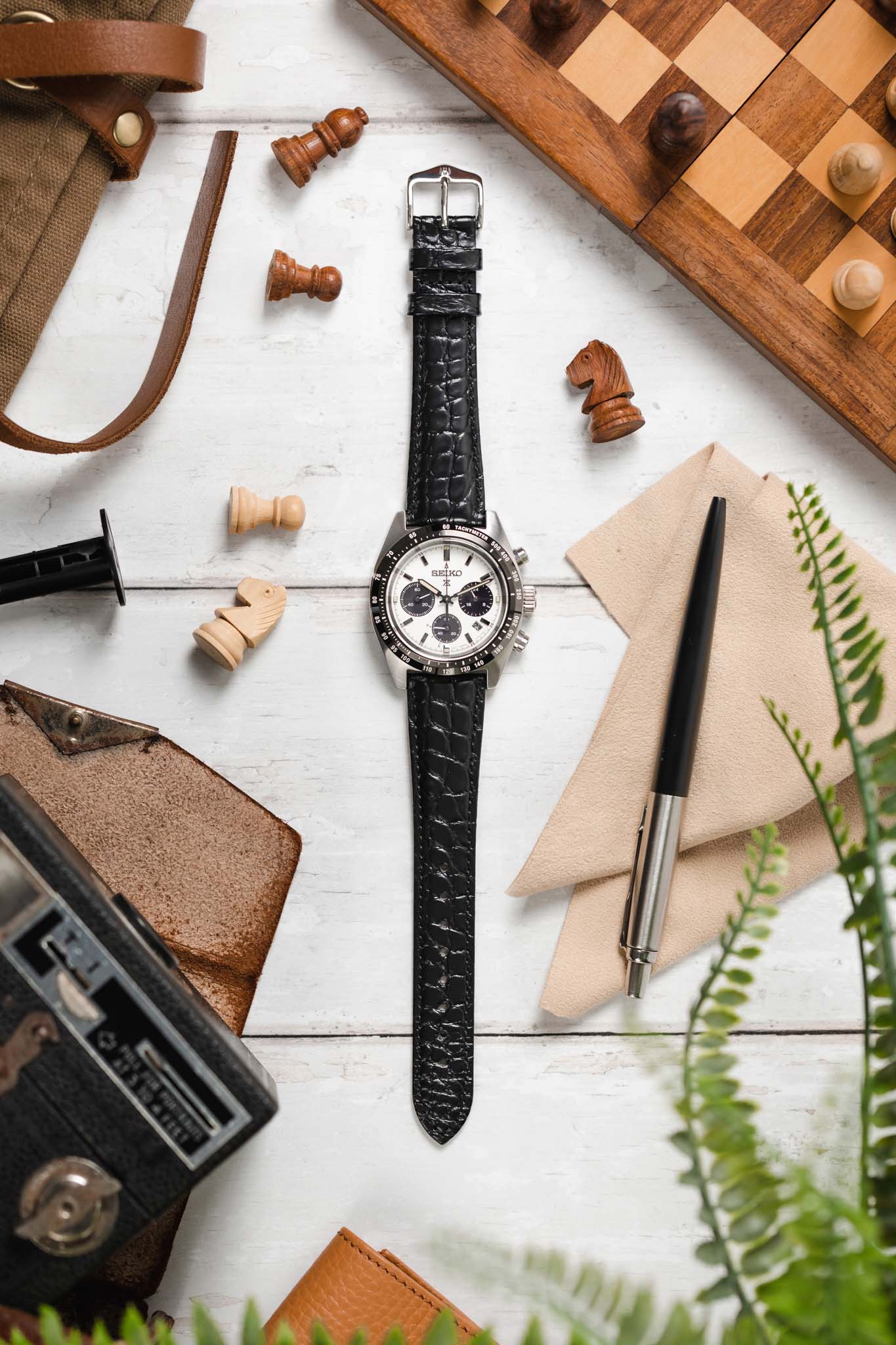 Hirsch REGENT Genuine Alligator Leather Watch Strap in BLACK - Image 6